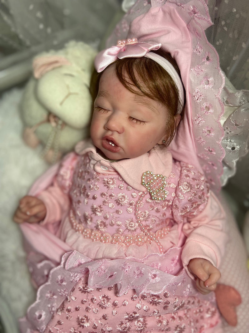 Bebê Reborn  Saskia dormindo com dentinhos Lançamento 2024+ Enxoval de brinde+ 6X sem juros+ Frete Grátis