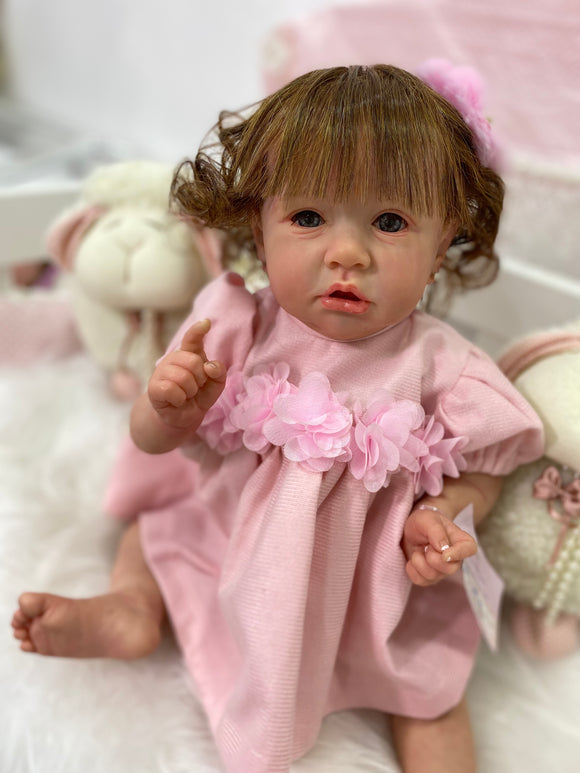Boneca Bebê Reborn Corpo Silicone Loira Rosa Com Bolsa - ShopJJ