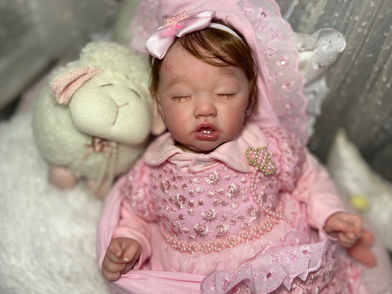 Bebê Reborn  Saskia dormindo com dentinhos Lançamento 2024+ Enxoval de brinde+ 6X sem juros+ Frete Grátis