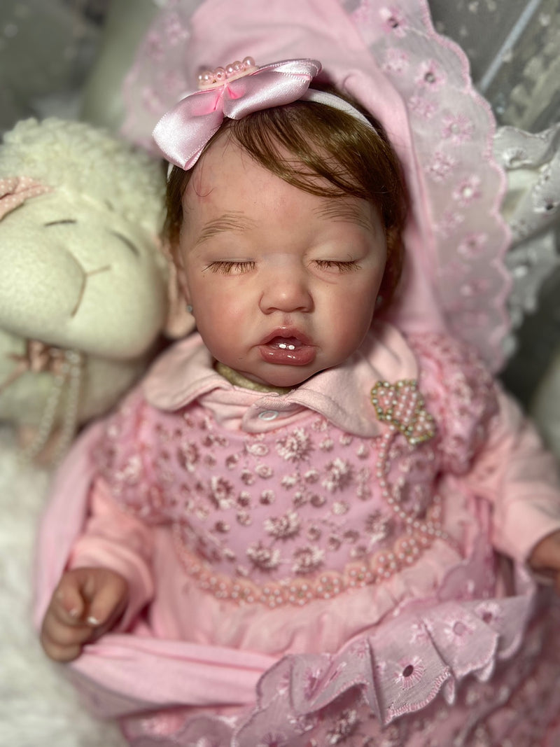 Bebê Reborn  Saskia dormindo com dentinhos Lançamento 2024+ Enxoval de brinde+ 6X sem juros+ Frete Grátis