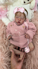 Bebê Reborn Twin Premium Realista com Corpo de Tecido e Roupa de Luxo Rosa - Enxoval Completo