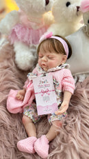 Bebe Reborn de Silicone Sólido Dormindo Mama e Faz Xixi - Enxoval completo