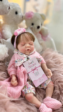 Bebe Reborn de Silicone Sólido Dormindo Mama e Faz Xixi - Enxoval completo