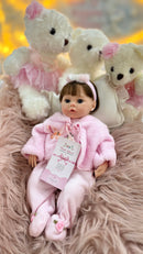 Bebê Reborn de Silicone Solido Realista Malu - Mama e faz Xixi - Enxoval completo