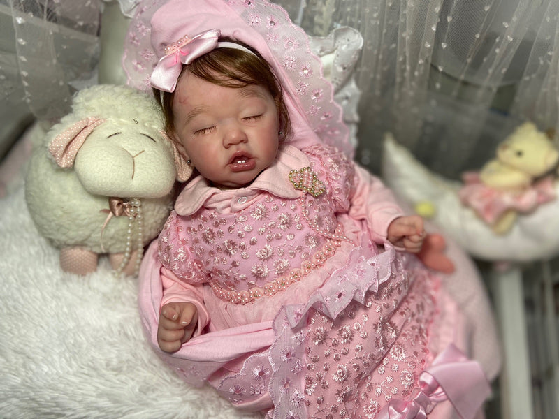 Bebê Reborn  Saskia dormindo com dentinhos Lançamento 2024+ Enxoval de brinde+ 6X sem juros+ Frete Grátis