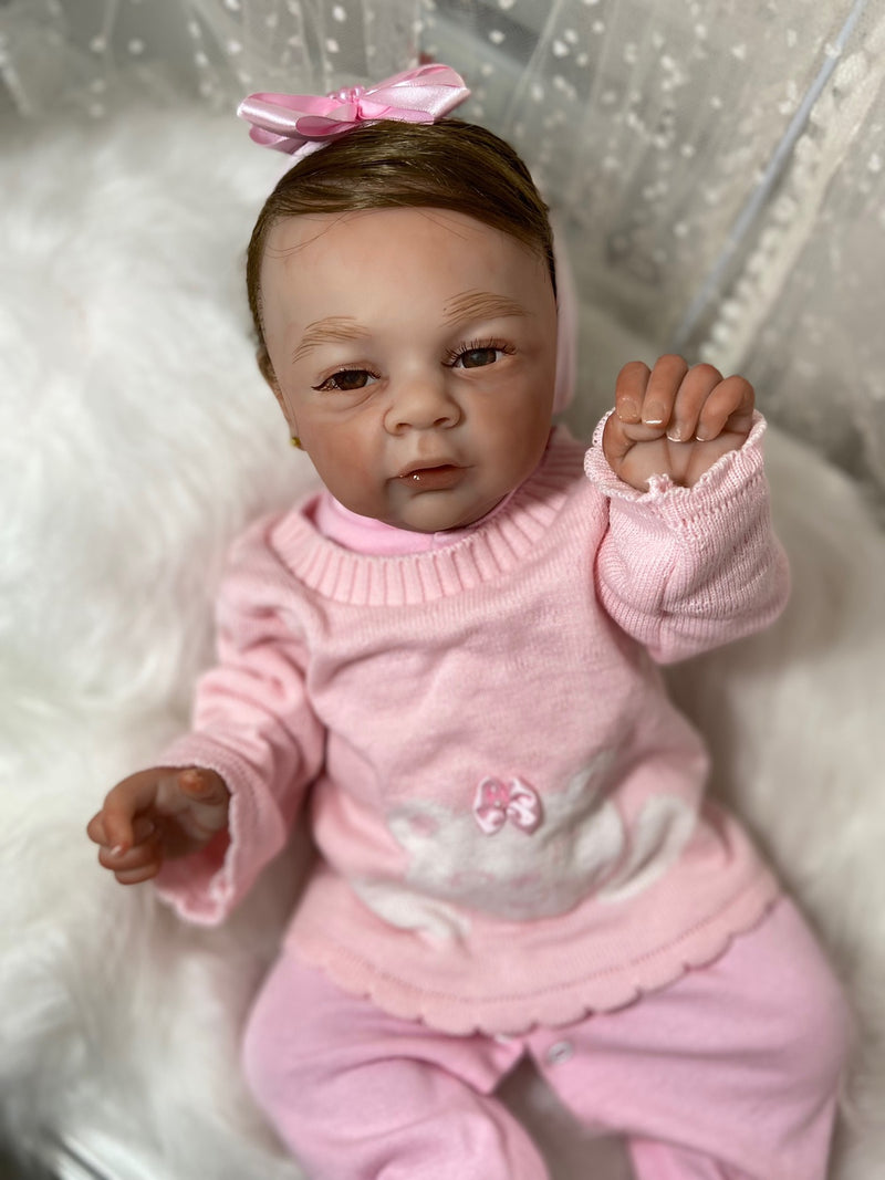 Bebê Reborn Anny morena Lançamento faz coco e xixi 2024+ Enxoval de brinde+ 6X sem juros+ Frete Grátis