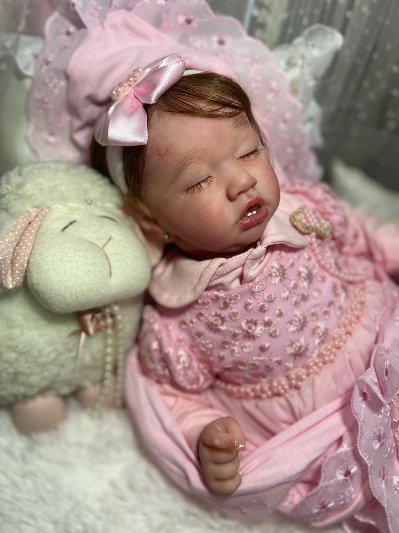 Bebê Reborn  Saskia dormindo com dentinhos Lançamento 2024+ Enxoval de brinde+ 6X sem juros+ Frete Grátis